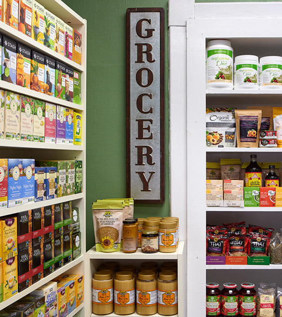 Shelves of products